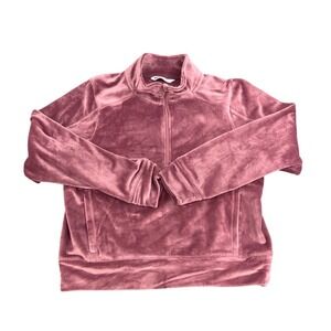 DSG Girls Pullover Velour Quarter Zip Sweatshirt Rose XL (16)